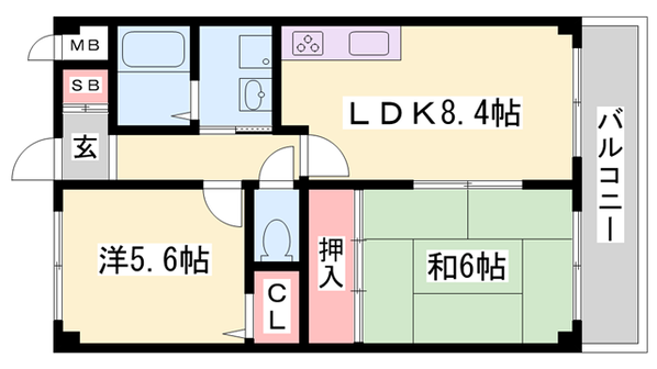 魚住駅 徒歩1分 5階の物件間取画像